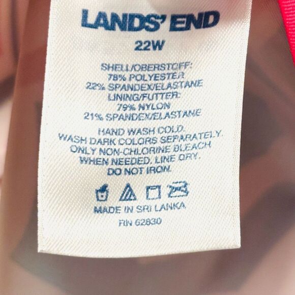 Lands’ End beach umbrella print tankini top red blue ink white size 22W - Picture 8 of 8